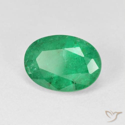 3.38 ct Green Emerald Stone, Natural Emerald in Oval Facet Shape for Sale