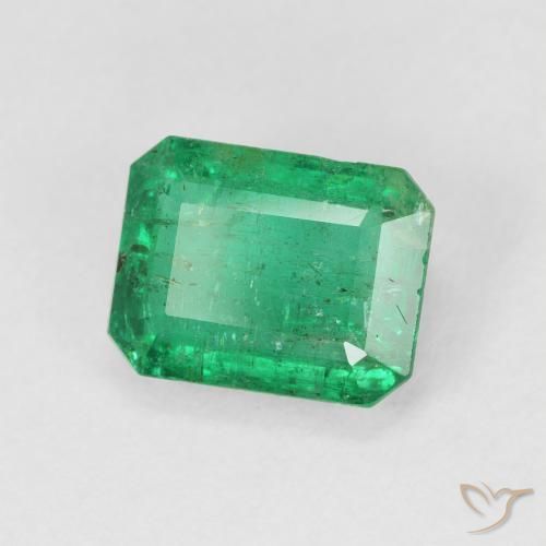 3.51 ct Green Emerald Stone, Natural Emerald in Octagon Step Cut Shape for Sale