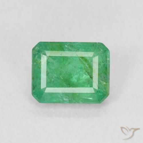 0.93ct Natural Medium Green Emerald, Emerald Cut, SI-I1