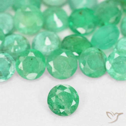 3.40 ctw Green Emerald Gemstones, Emerald Gems in Round Facet Shape for Sale.