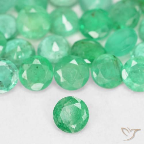 3.40 ctw Green Emerald Stones, Natural Emerald in Round Facet Shape for Sale
