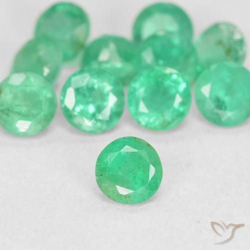 2.02 ctw Green Emerald Gemstones, Emerald Gems in Round Facet Shape for Sale.