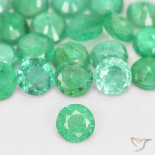 3.14 ctw Green Emerald Gemstones, Emerald Gems in Round Facet Shape for Sale.