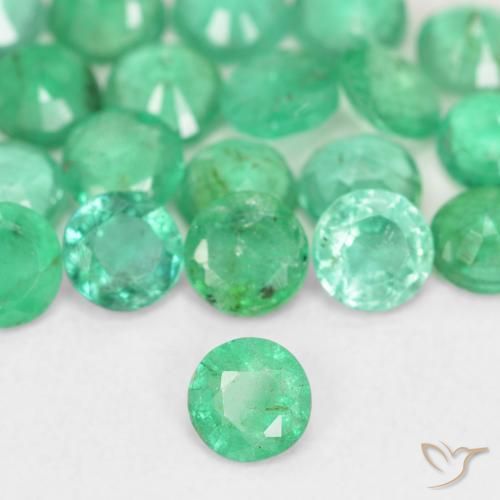 3.14 ctw Green Emerald Stones, Natural Emerald in Round Facet Shape for Sale