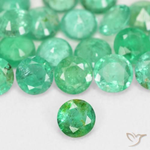 2.79 ctw Green Emerald Gemstones, Emerald Gems in Round Facet Shape for Sale.