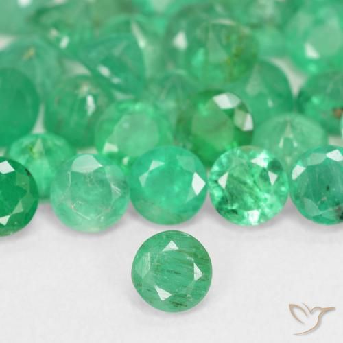 6.08 ctw Green Emerald Gemstones, Emerald Gems in Round Facet Shape for Sale.