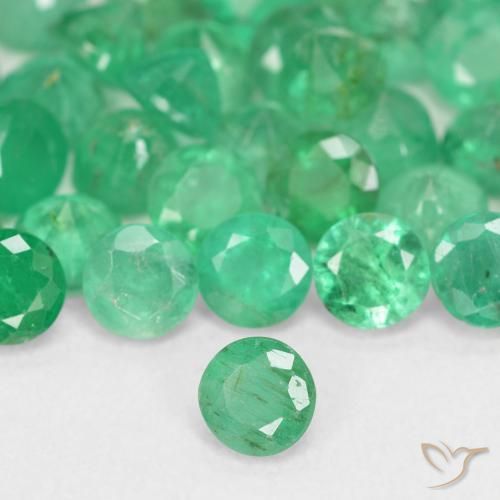 6.08 ctw Green Emerald Stones, Natural Emerald in Round Facet Shape for Sale
