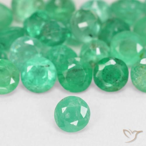 3.67 ctw Green Emerald Stones, Natural Emerald in Round Facet Shape for Sale