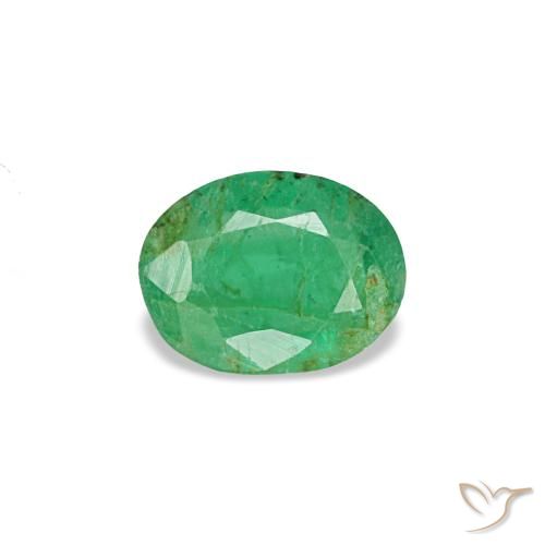 0.29 ct Green Emerald Gemstone, Emerald Gem in Oval Facet Shape for Sale.