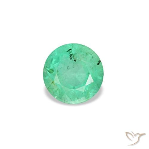 0.16 ct Green Emerald Gemstone, Emerald Gem in Round Facet Shape for Sale.