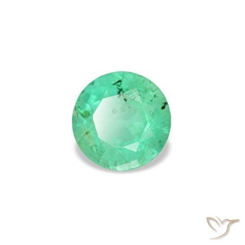 0.16 ct Green Emerald Stone, Natural Emerald in Round Facet Shape for Sale