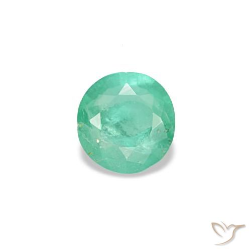 0.16 ct Green Emerald Gemstone, Emerald Gem in Round Facet Shape for Sale.