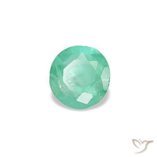 0.16 ct Green Emerald Stone, Natural Emerald in Round Facet Shape for Sale