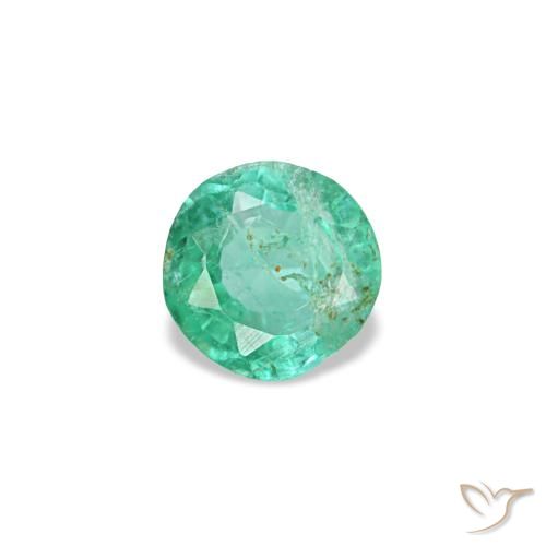0.19 ct Green Emerald Gemstone, Emerald Gem in Round Facet Shape for Sale.
