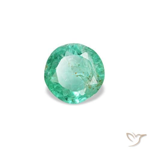 0.19 ct Green Emerald Stone, Natural Emerald in Round Facet Shape for Sale