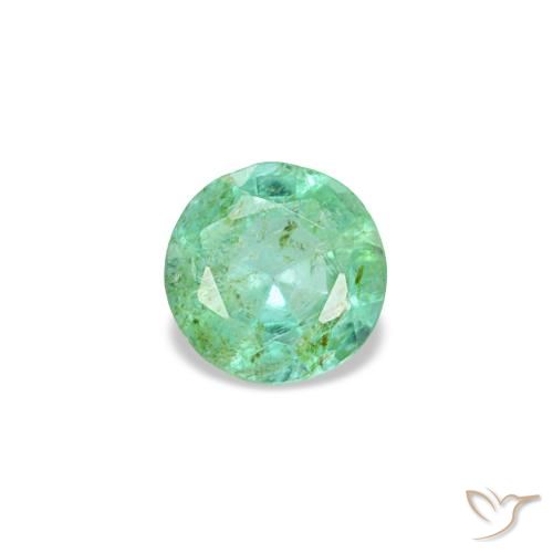0.18 ct Green Emerald Gemstone, Emerald Gem in Round Facet Shape for Sale.