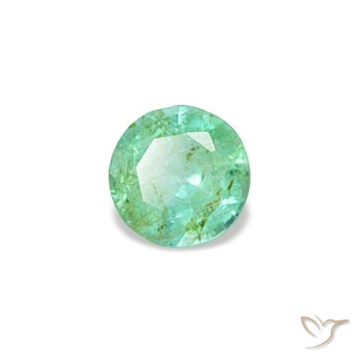 0.18 ct Green Emerald Stone, Natural Emerald in Round Facet Shape for Sale