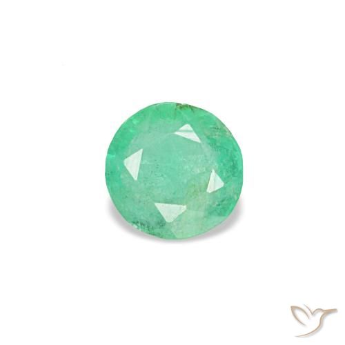0.19 ct Green Emerald Gemstone, Emerald Gem in Round Facet Shape for Sale.