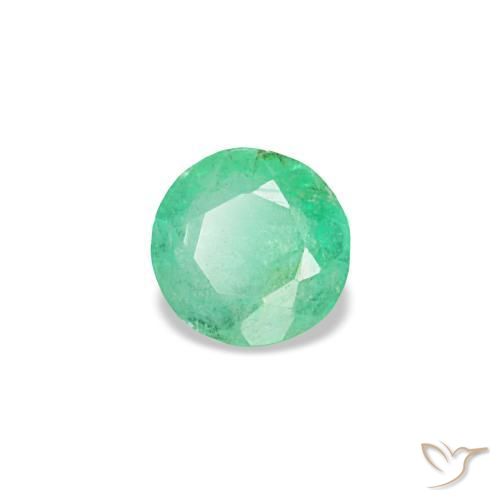 0.19 ct Green Emerald Stone, Natural Emerald in Round Facet Shape for Sale