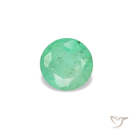 0.17 ct Green Emerald Gemstone, Emerald Gem in Round Facet Shape for Sale.