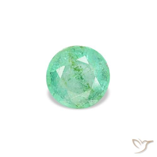 0.17 ct Green Emerald Gemstone, Emerald Gem in Round Facet Shape for Sale.