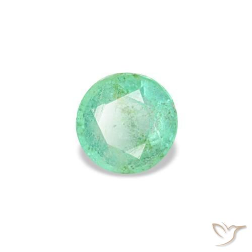 0.17 ct Green Emerald Stone, Natural Emerald in Round Facet Shape for Sale