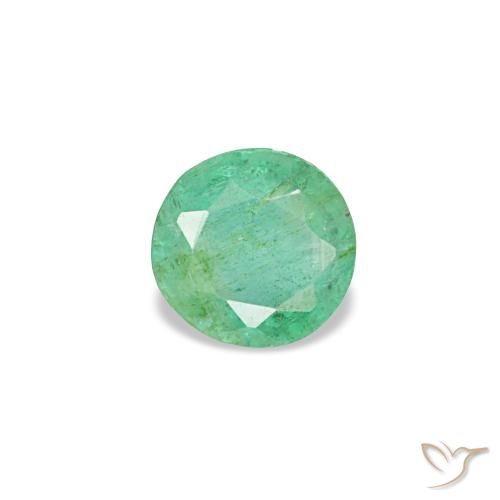 0.19 ct Green Emerald Gemstone, Emerald Gem in Round Facet Shape for Sale.