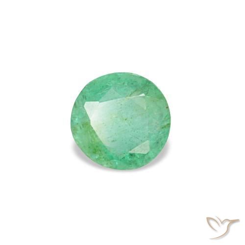 0.19 ct Green Emerald Stone, Natural Emerald in Round Facet Shape for Sale