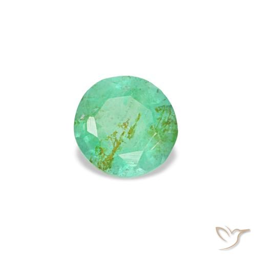 0.17 ct Green Emerald Gemstone, Emerald Gem in Round Facet Shape for Sale.