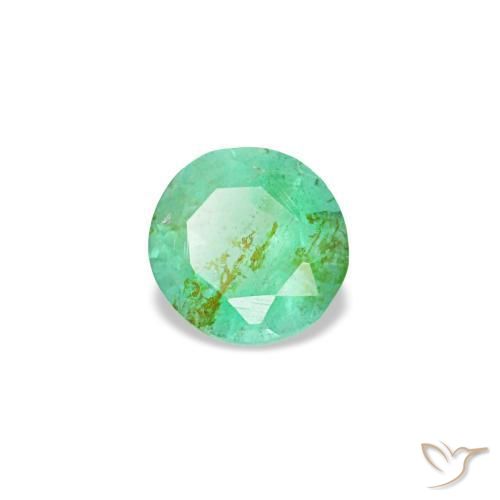 0.17 ct Green Emerald Stone, Natural Emerald in Round Facet Shape for Sale
