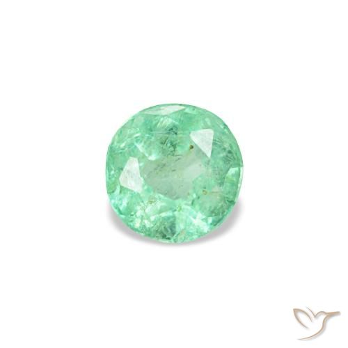 0.19 ct Green Emerald Gemstone, Emerald Gem in Round Facet Shape for Sale.