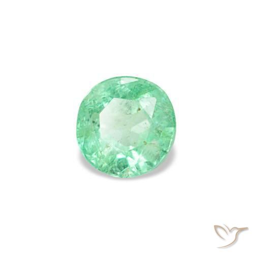 0.19 ct Green Emerald Stone, Natural Emerald in Round Facet Shape for Sale