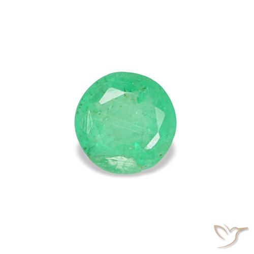 0.19 ct Green Emerald Gemstone, Emerald Gem in Round Facet Shape for Sale.