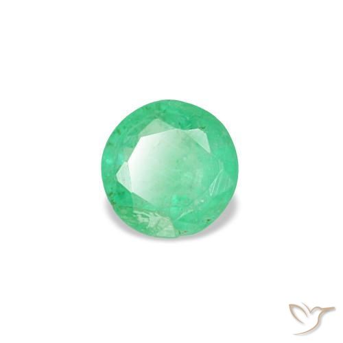 0.19 ct Green Emerald Stone, Natural Emerald in Round Facet Shape for Sale