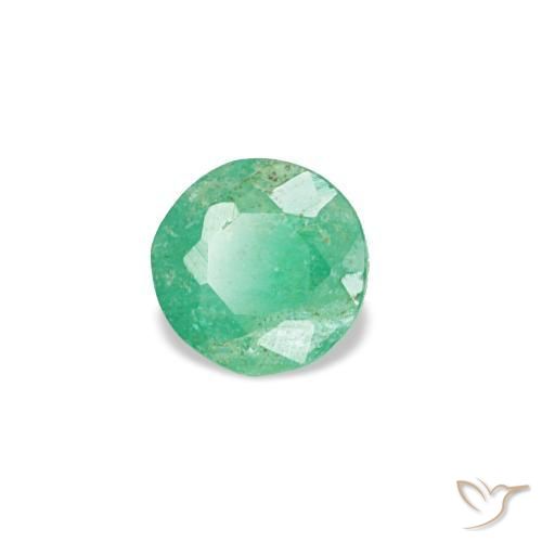 0.16 ct Green Emerald Stone, Natural Emerald in Round Facet Shape for Sale