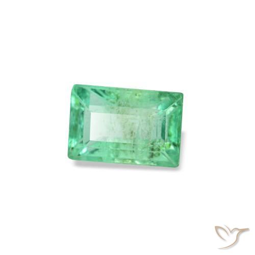 0.19 ct Green Emerald Stone, Natural Emerald in Baguette Facet Shape for Sale