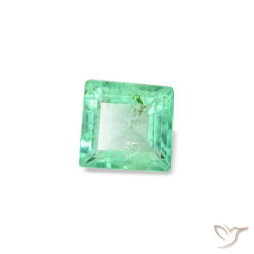 0.12 ct Green Emerald Stone, Natural Emerald in Square Facet Shape for Sale