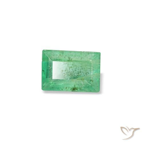 0.16 ct Green Emerald Stone, Natural Emerald in Baguette Facet Shape for Sale