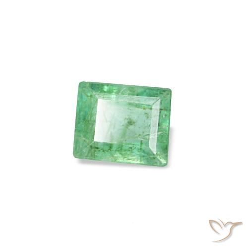 0.14 ct Green Emerald Stone, Natural Emerald in Baguette Facet Shape for Sale