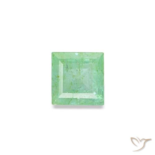 0.09 ct Green Emerald Gemstone, Emerald Gem in Square Facet Shape for Sale.