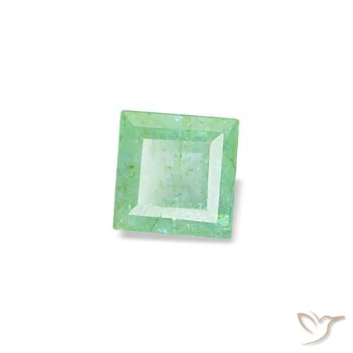 0.09 ct Green Emerald Stone, Natural Emerald in Square Facet Shape for Sale