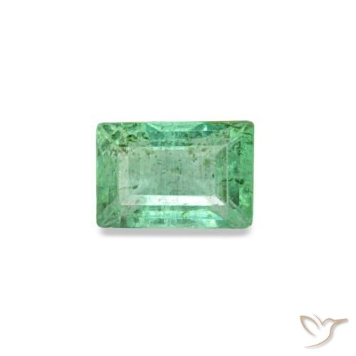 0.17 ct Green Emerald Gemstone, Emerald Gem in Baguette Facet Shape for Sale.