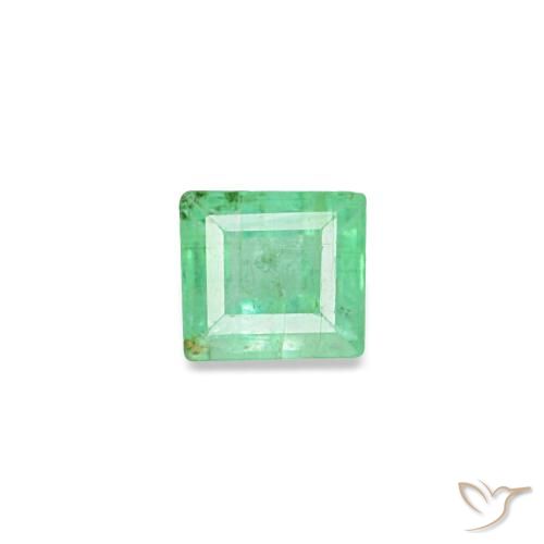 0.13 ct Green Emerald Gemstone, Emerald Gem in Baguette Facet Shape for Sale.