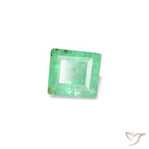 0.13 ct Green Emerald Stone, Natural Emerald in Baguette Facet Shape for Sale