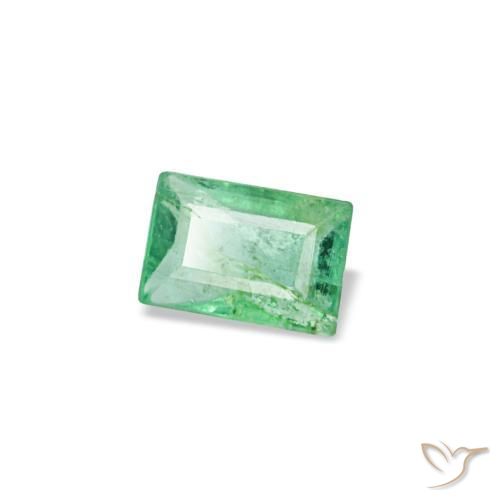 0.13 ct Green Emerald Stone, Natural Emerald in Baguette Facet Shape for Sale