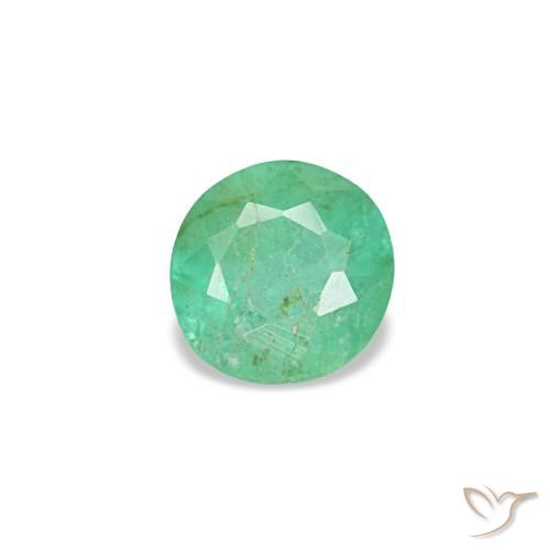0.19 ct Green Emerald Gemstone, Emerald Gem in Round Facet Shape for Sale.