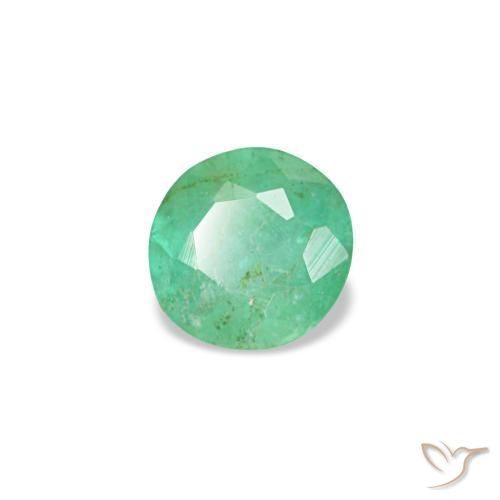 0.19 ct Green Emerald Stone, Natural Emerald in Round Facet Shape for Sale