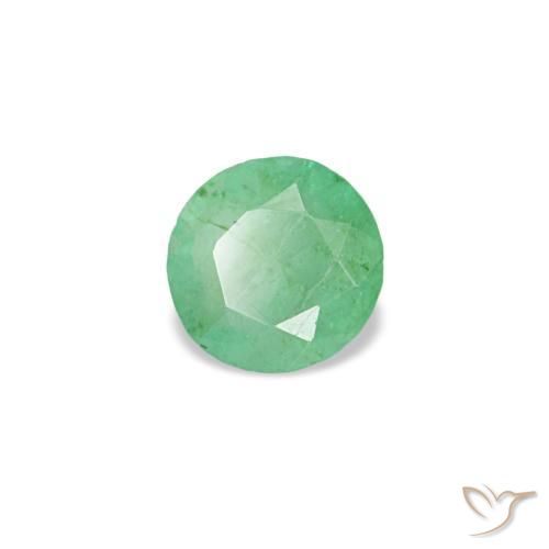 0.18 ct Green Emerald Stone, Natural Emerald in Round Facet Shape for Sale