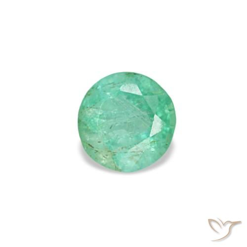 0.19 ct Green Emerald Gemstone, Emerald Gem in Round Facet Shape for Sale.