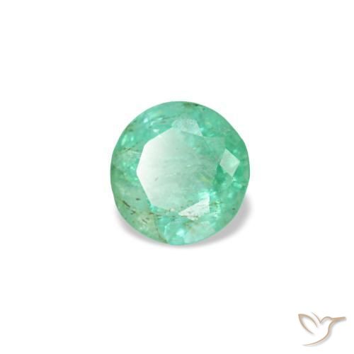 0.19 ct Green Emerald Stone, Natural Emerald in Round Facet Shape for Sale